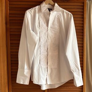 White Pleated Men's Dress Shirt
